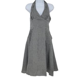 Modcloth Frock Shop Gingham Retro Pinup Halter Dress Sz S